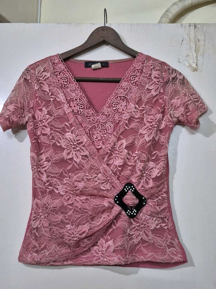 Pink Lace Work Top.