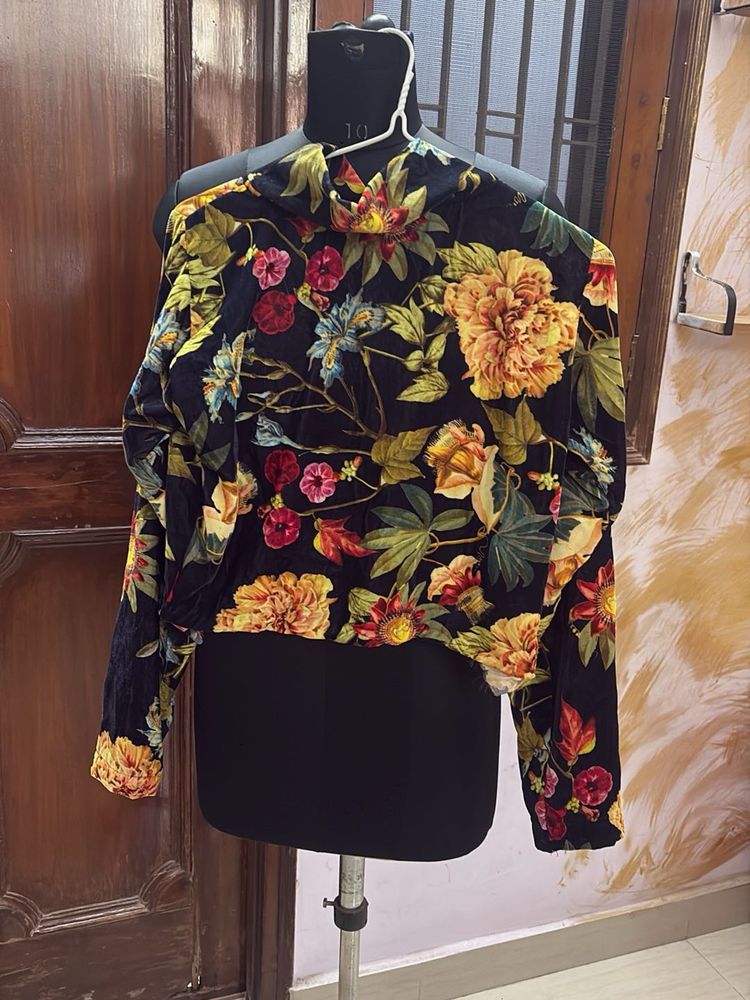 Floral Velvet Crop Top