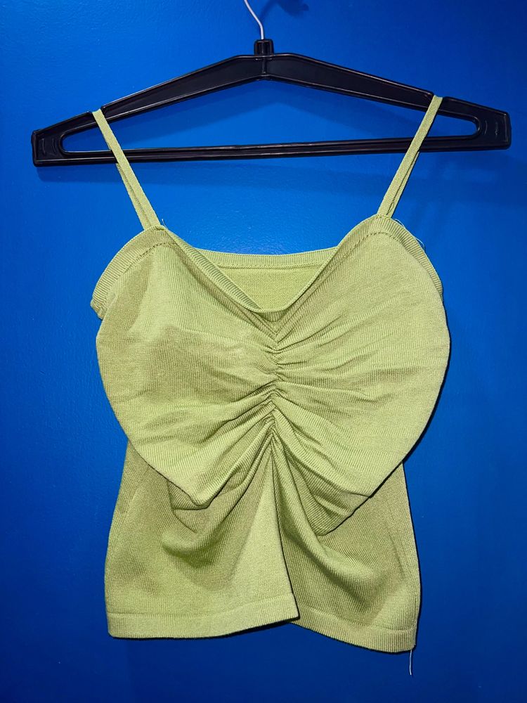 Showoff Casual Sleeveless Solid Women Green Top