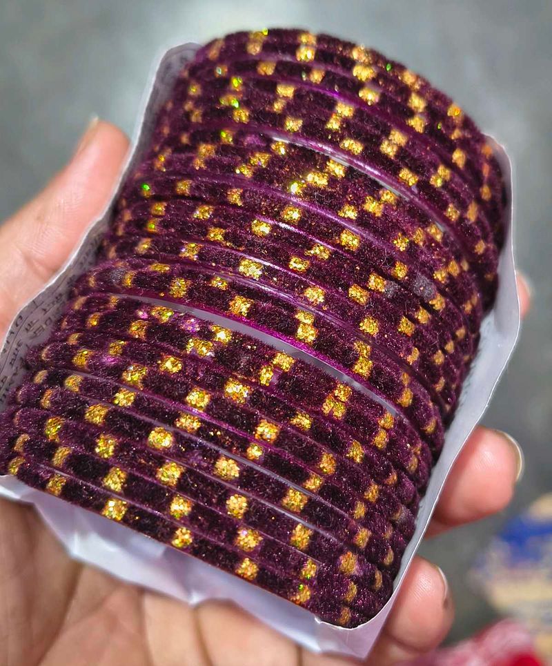 Velvet Purple &amp; Gold Bangles