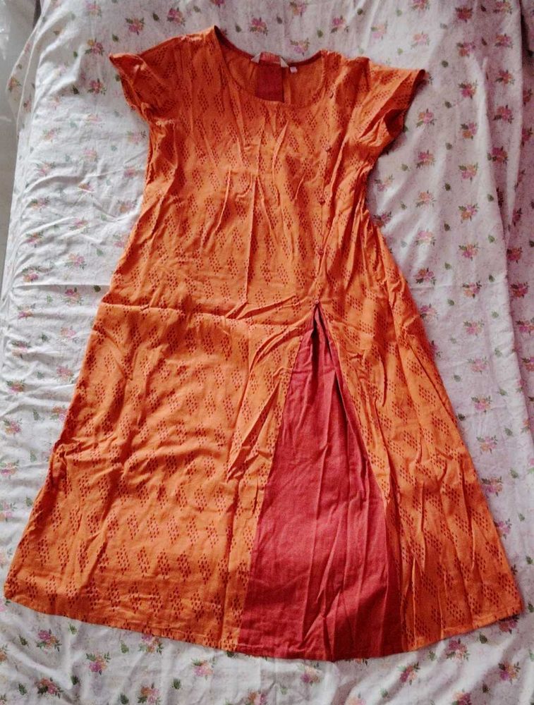 Orange FUSION BRAND Kurta With Unique Design