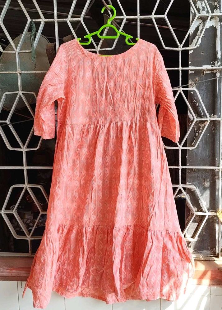 Peach Dress And Pant Set - Casual &amp; Stylish