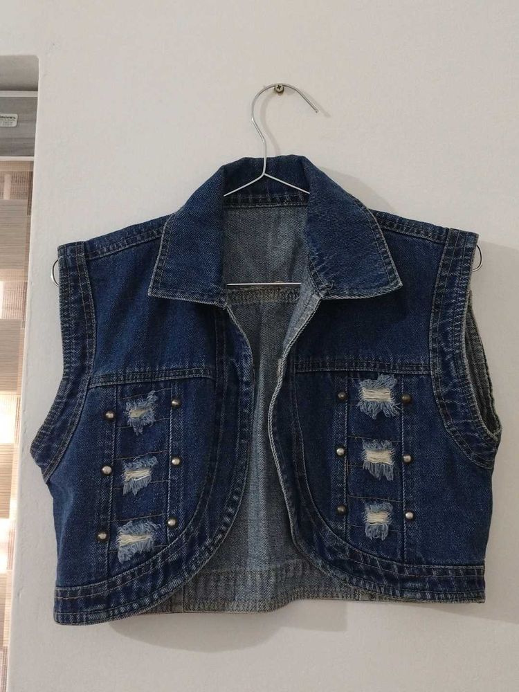 Distressed Denim Vest