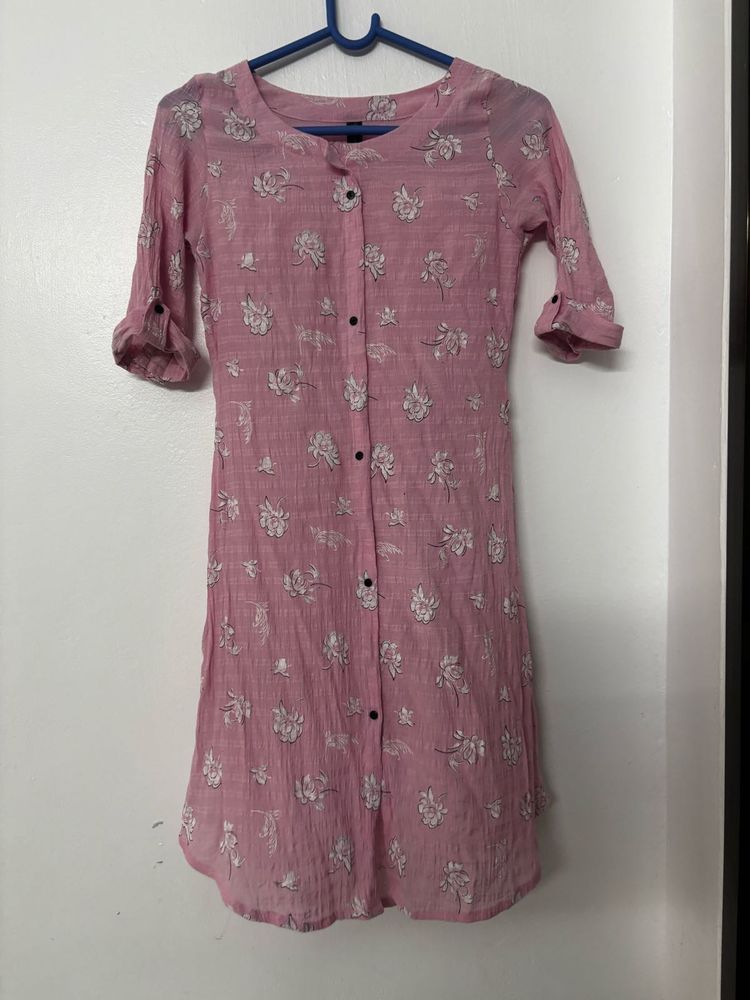 Pink Medium Length Kurta