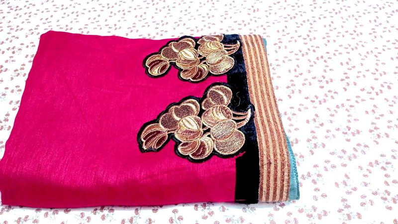 Elegant Pink Embroidered Saree