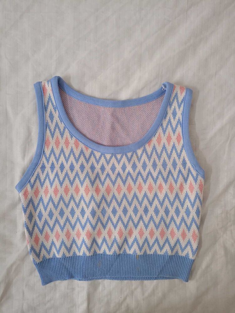 Cute Argyle Knit Tank Top
