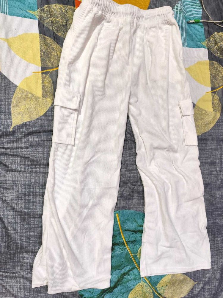 White Corduroy Cargo Pants