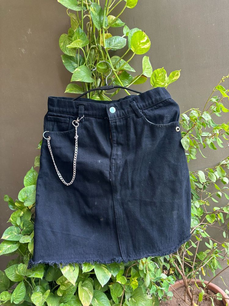 Imported Denim Skirt, Ripped bottom