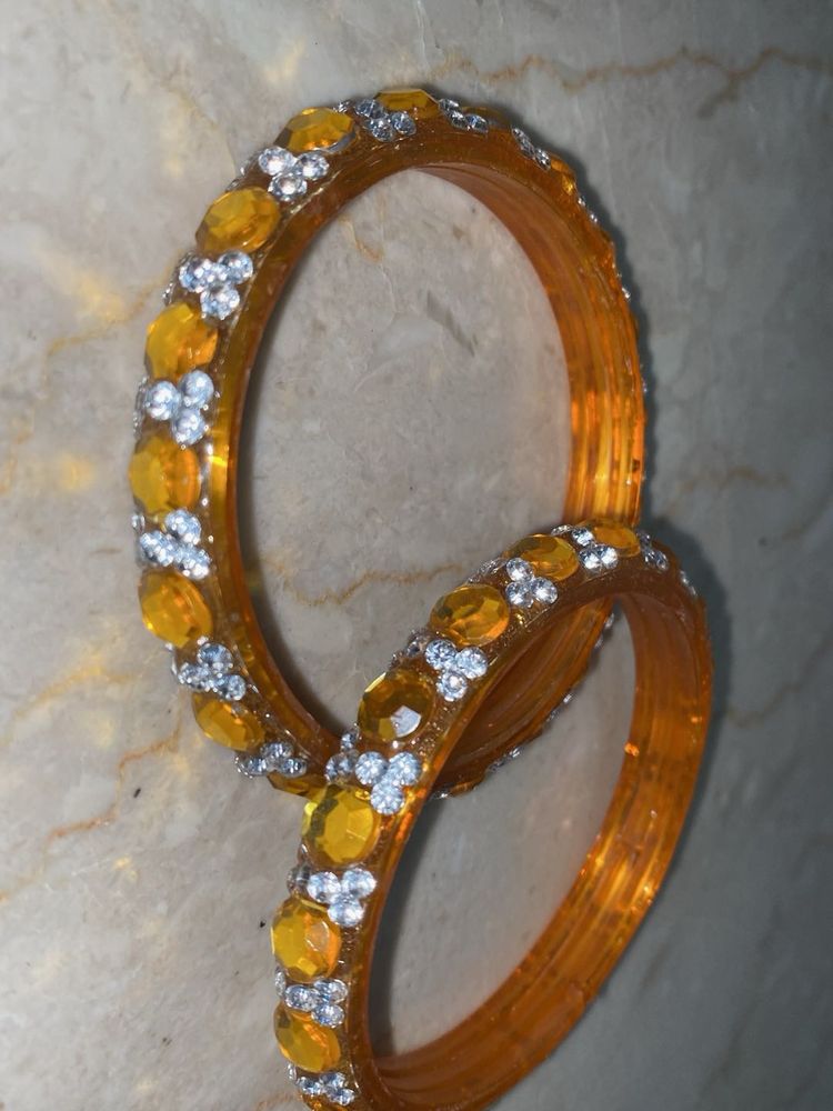 Orange Glass Kada Pair 2.25