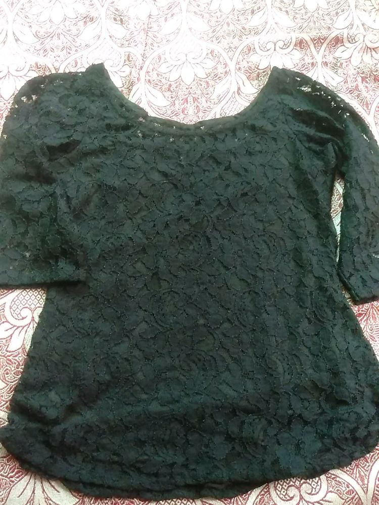 Black Net Top For Women