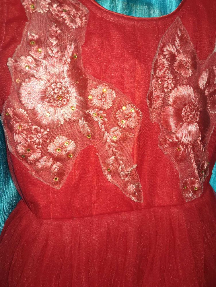 Red Floral Party Dress