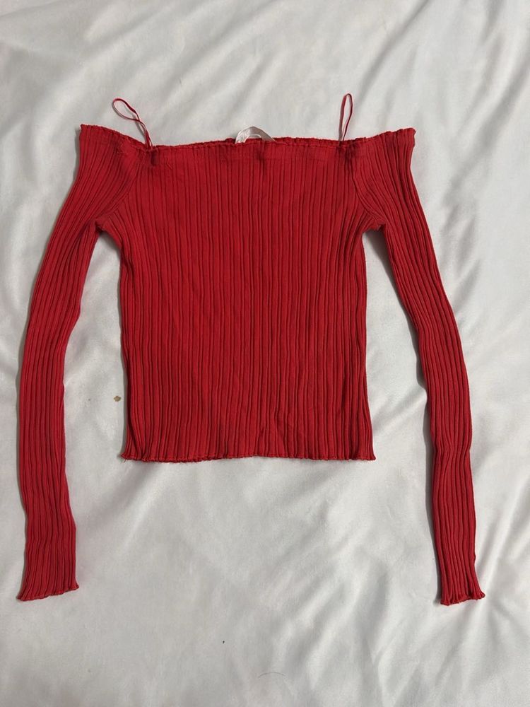 Red Off-Shoulder Top