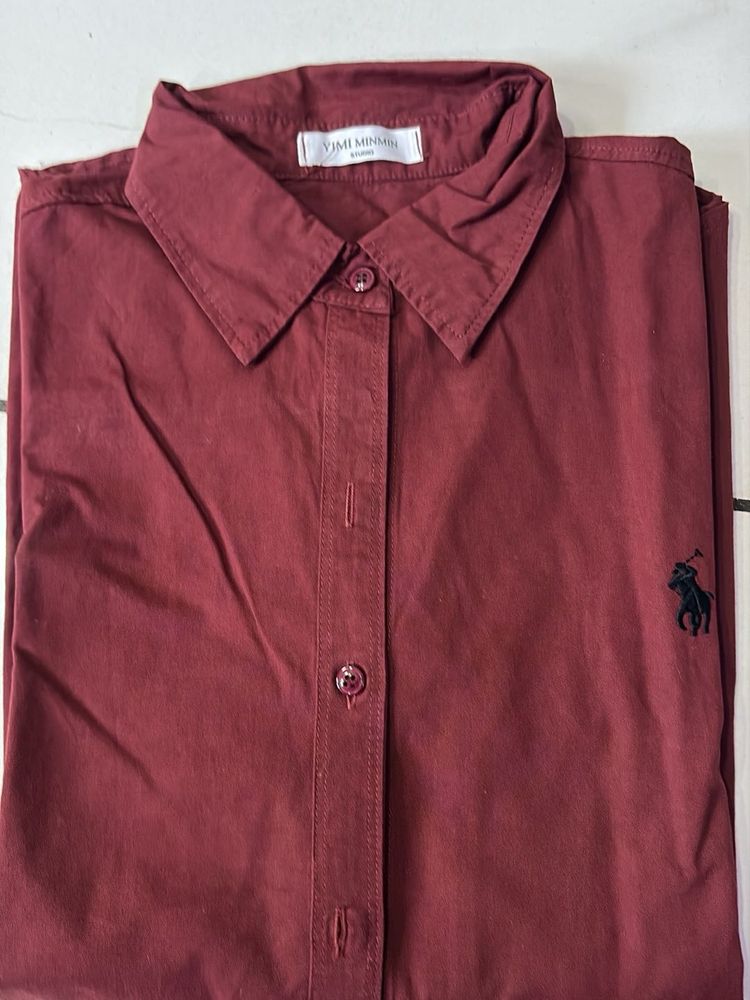 Burgundy Button-Down Shirt