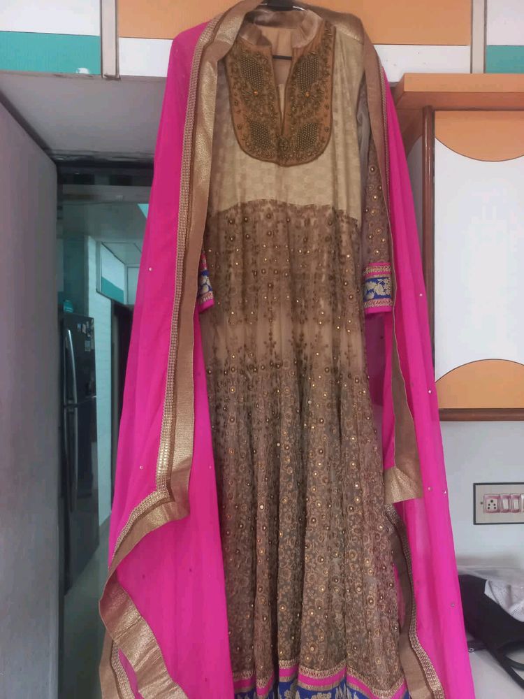 Full Work Long Gown With Dupatta