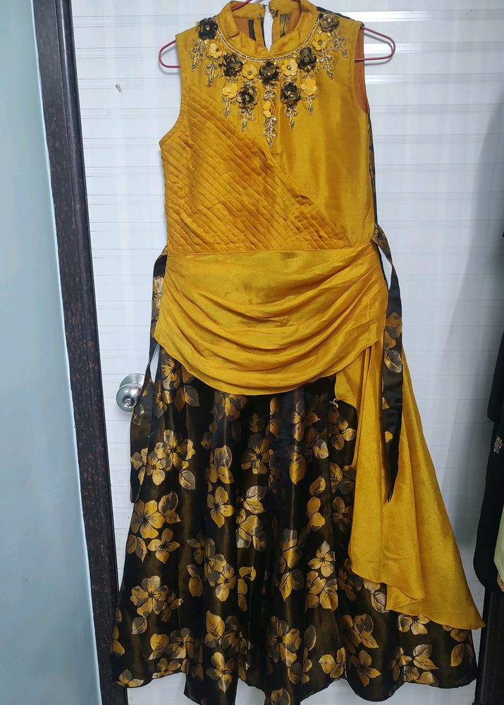 Elegant Mustard &amp; Floral Dress