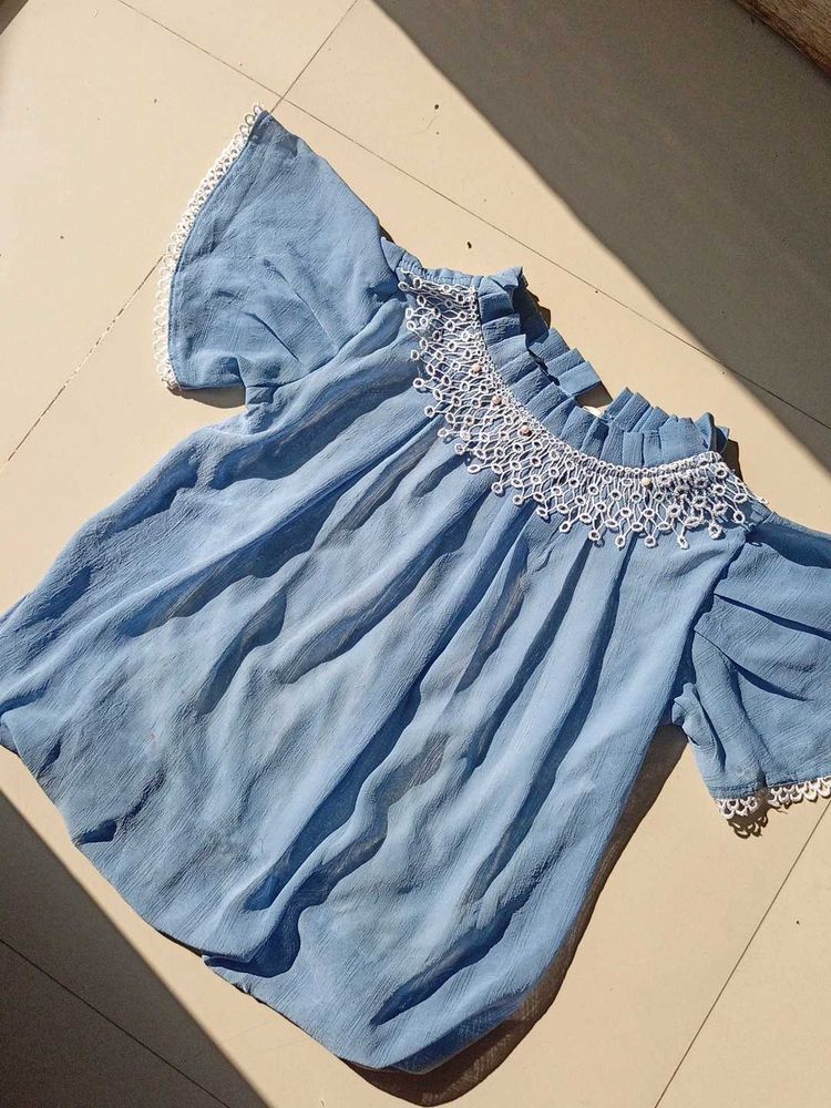 Chic Blue Cold Shoulder Top