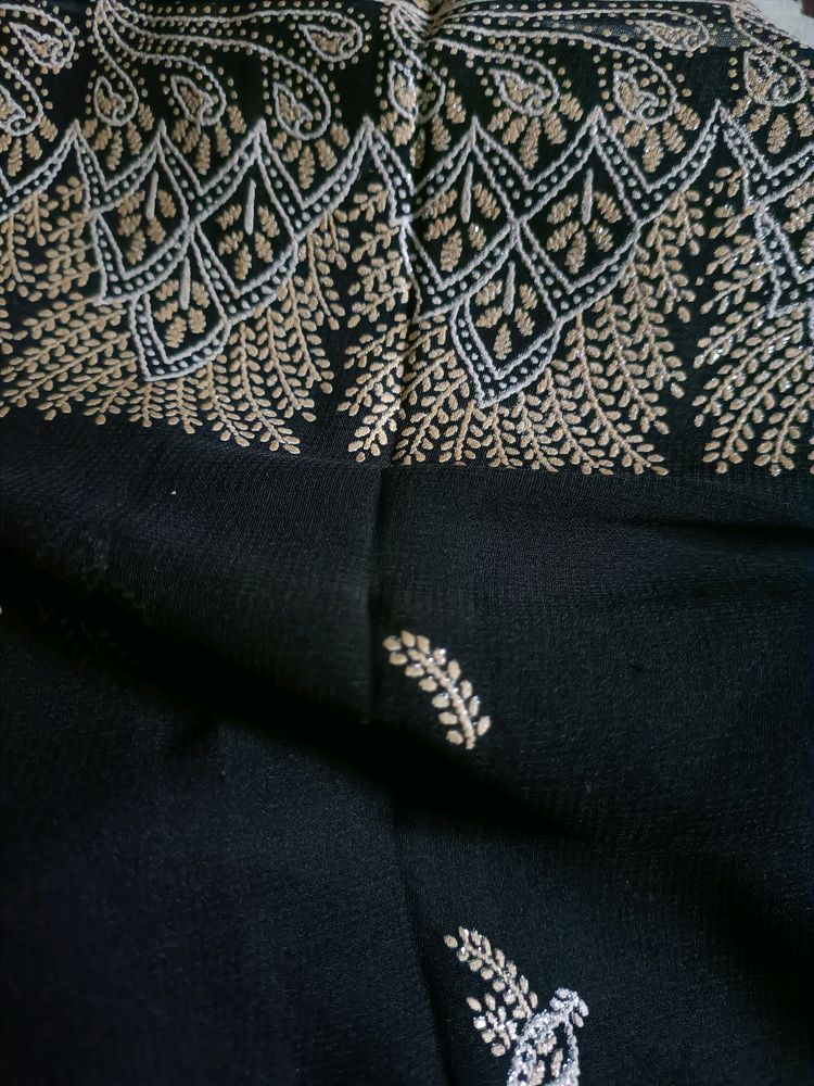 Black Beautiful Georgette Saree