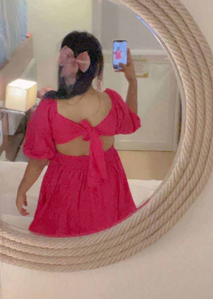 Pink Open Back Mini Dress