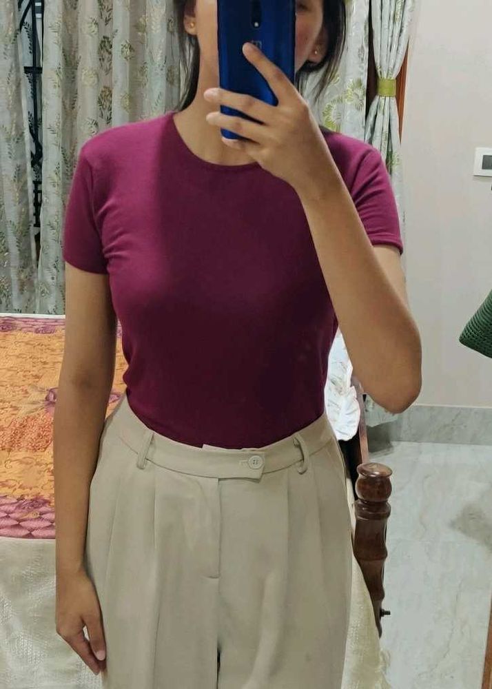 Maroon Fitted Top