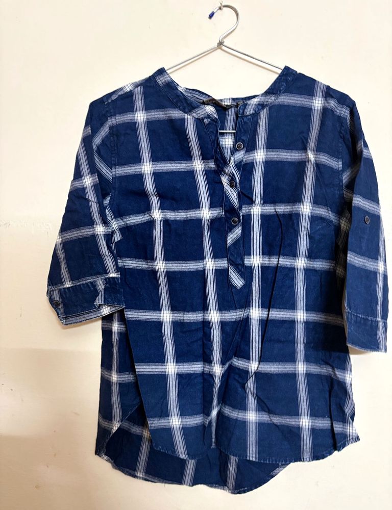 Blue Plaid Top