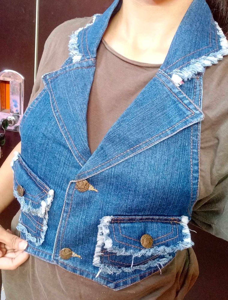 Denim Corset Tie-up Top