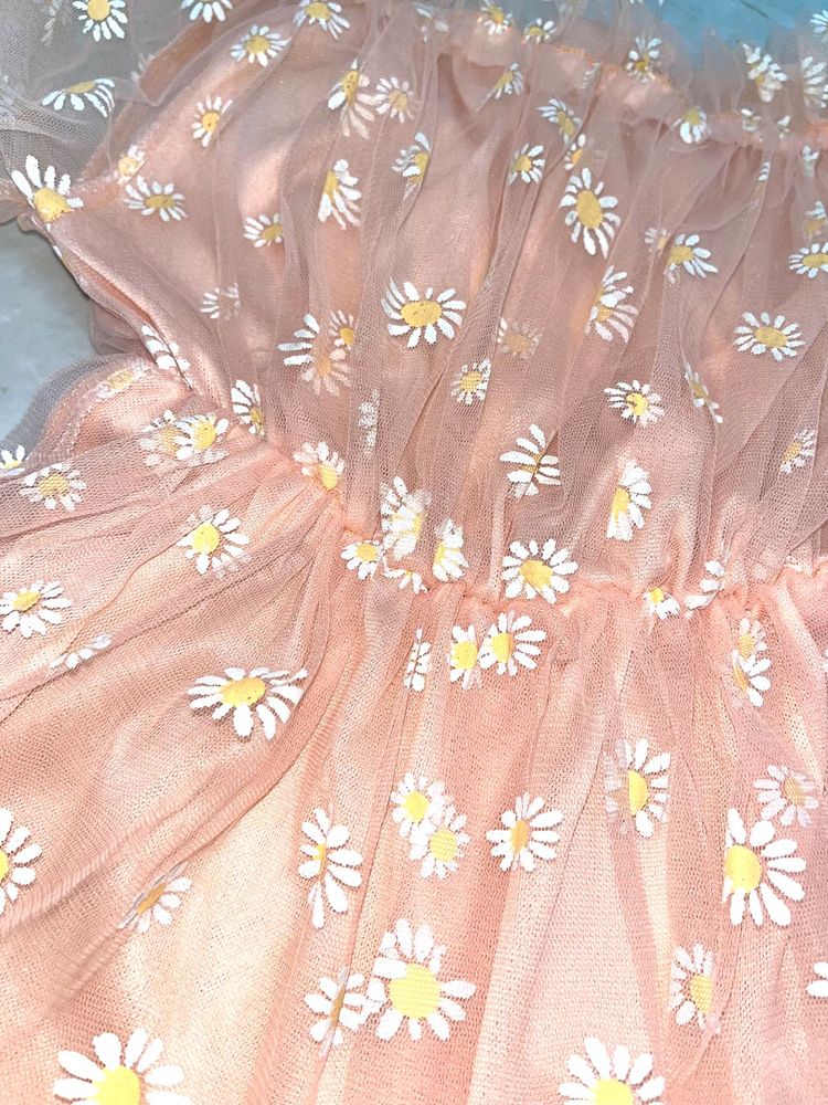 Daisy Print Mesh Top