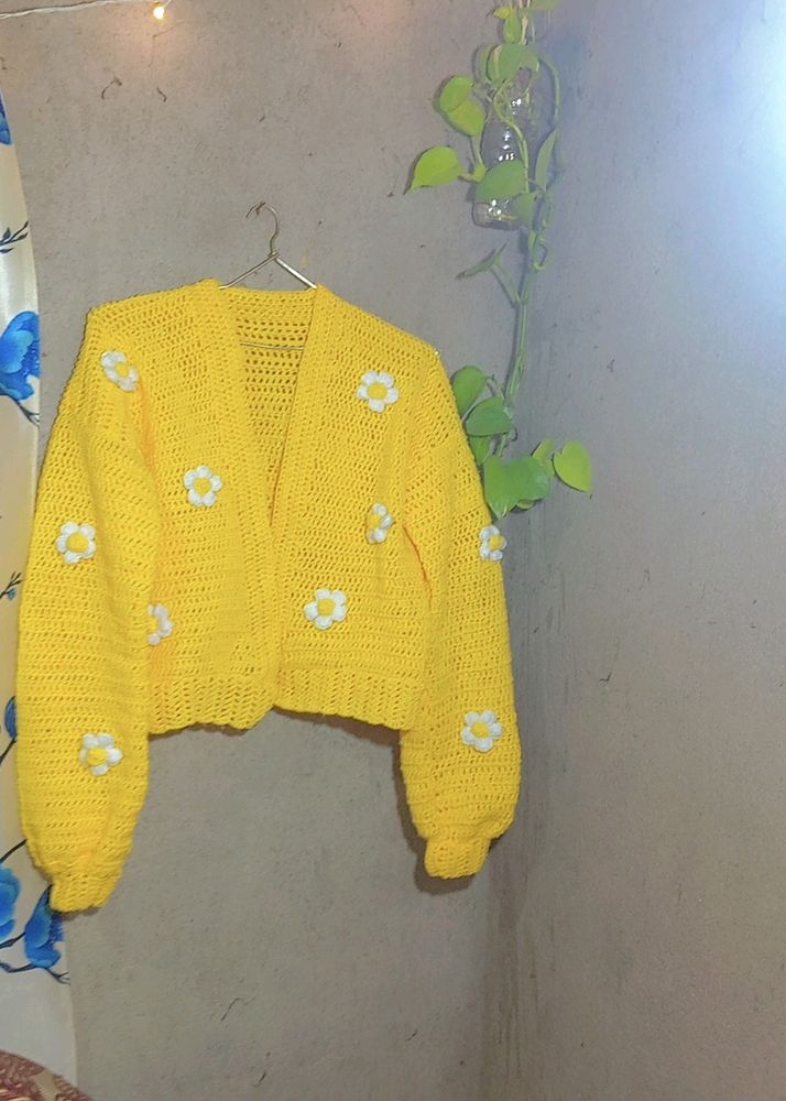 Crochet Butter Yellow Cardigan 🎀💛