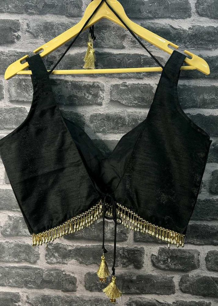 Padded Raw Silk Drawstring Dropping Lace Blouse