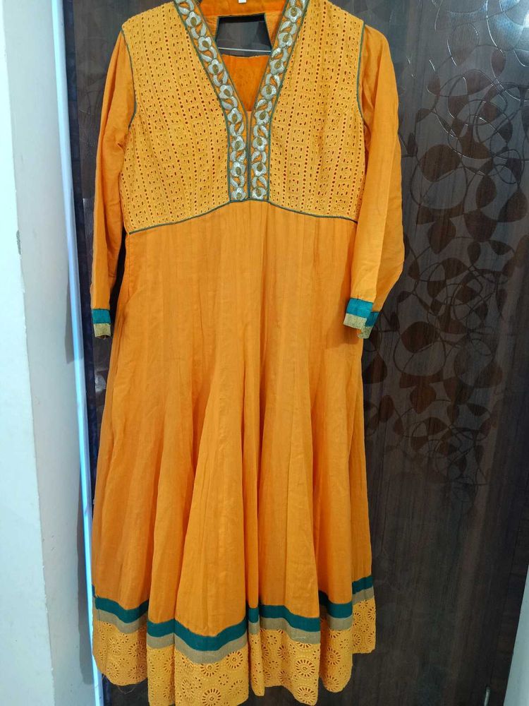Orange Embroidered Kurta