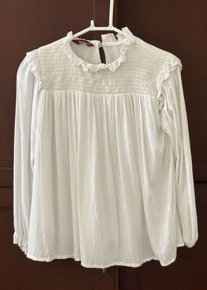 White Ruffled Top