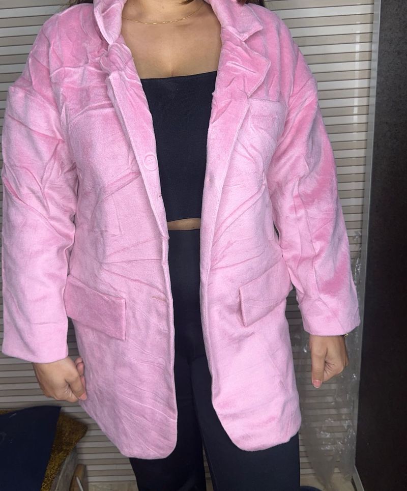 Pink Velvet Feel Blazer