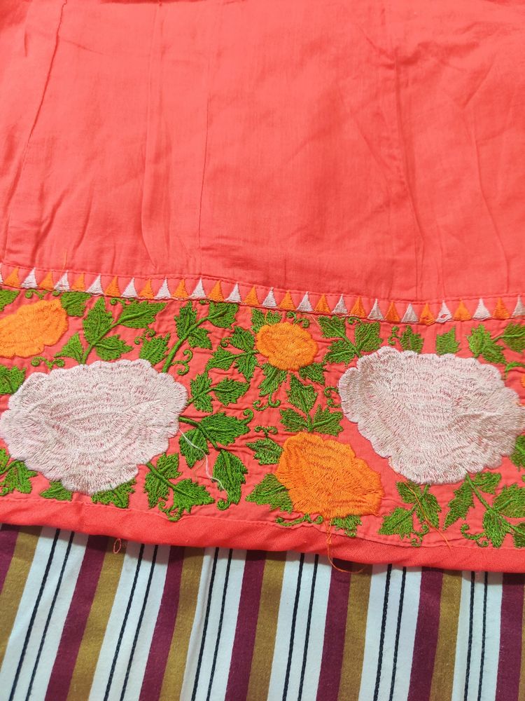 Coral Embroidered Dress - Beautiful Kurti