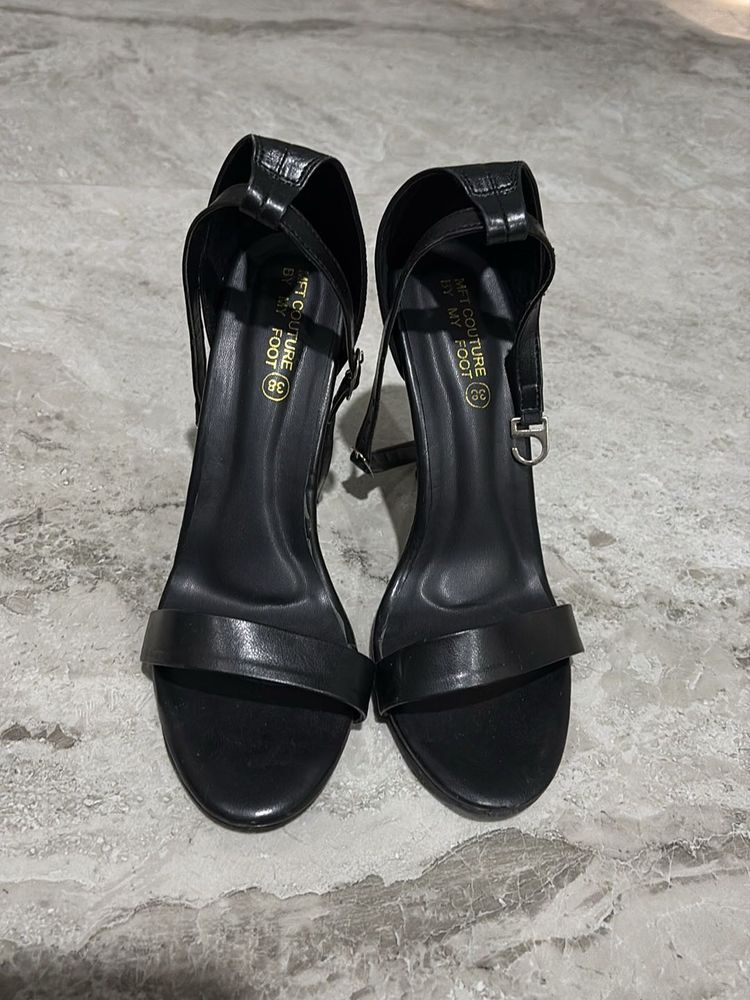 Black Ankle Strap Heels - Size 38