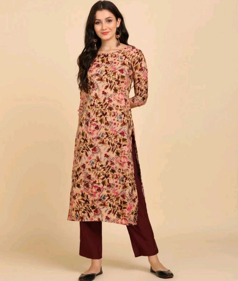 Floral Print Kurti with Pants