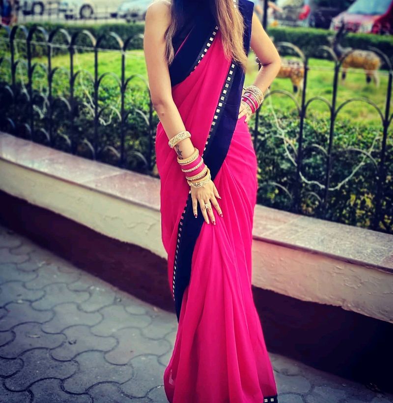 Mirror Lace Work Saree
