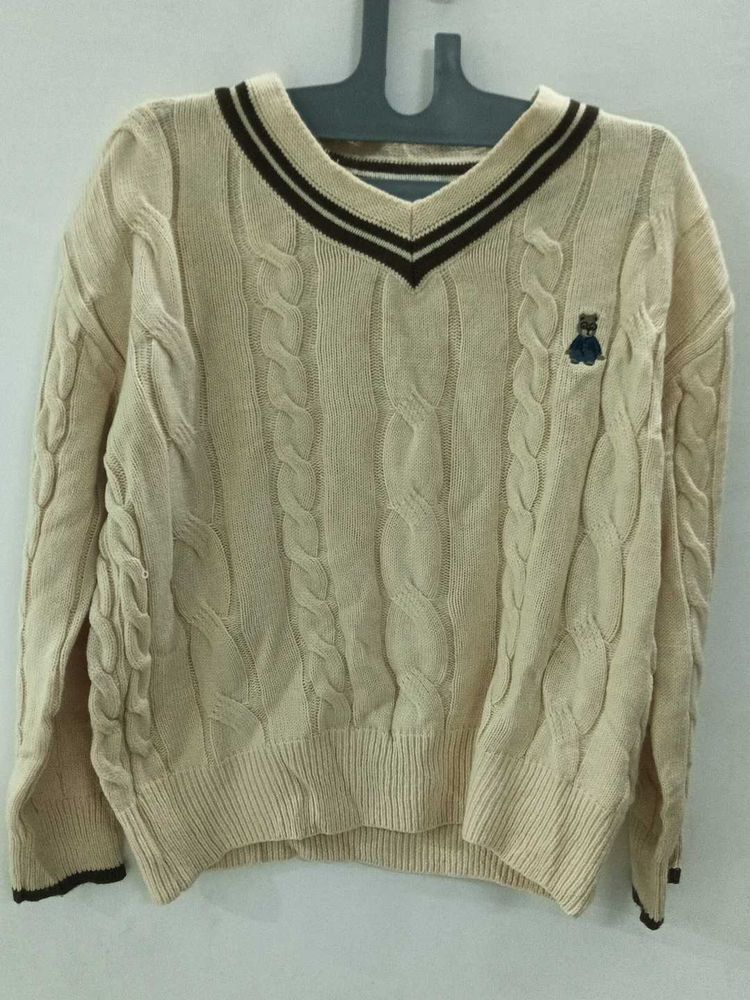 Cable Knit V-Neck Sweater