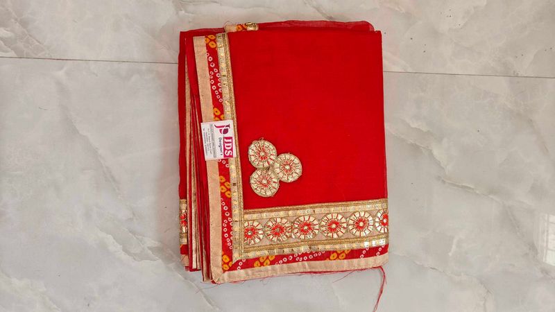 Red Embellished  Saree
