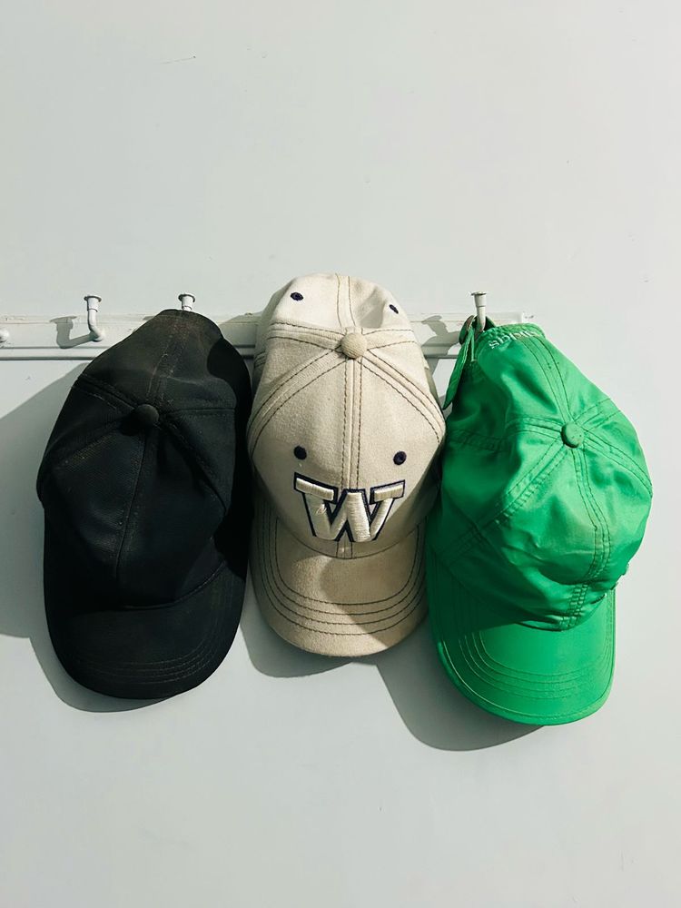 3 Baseball Caps One Premium