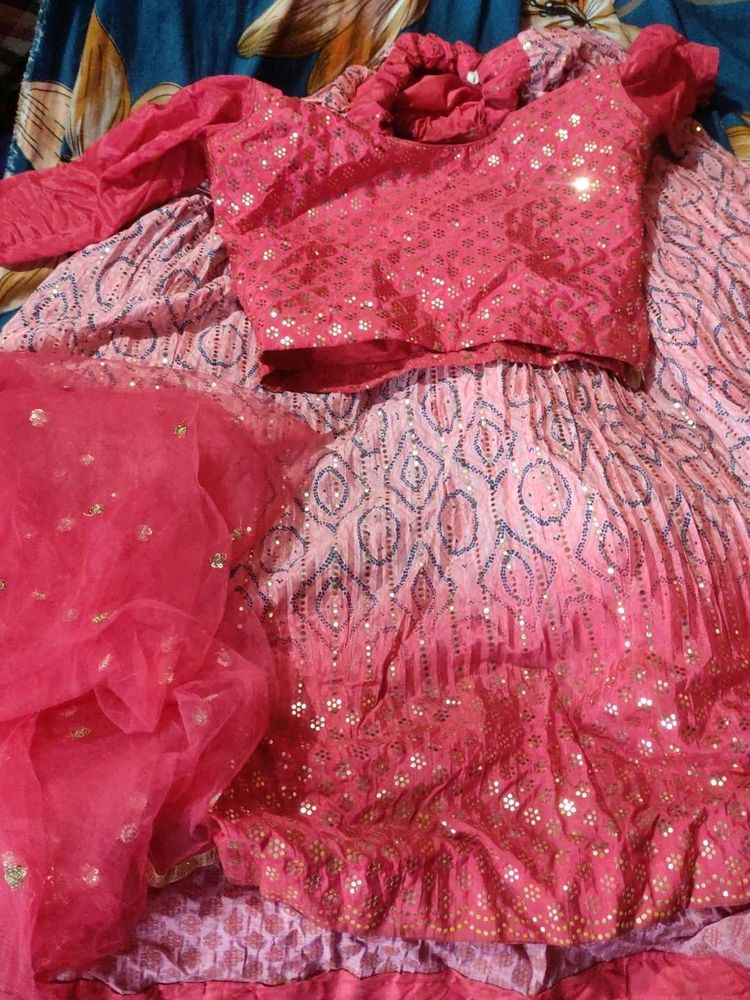 Pink Embellished Lehenga Set