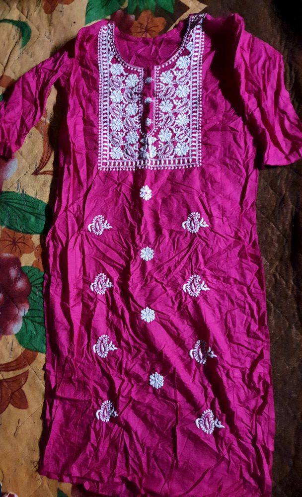 pink chikankari kurta