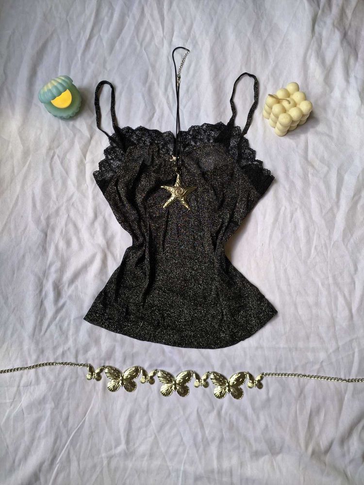 Sparkly Black Cami Top