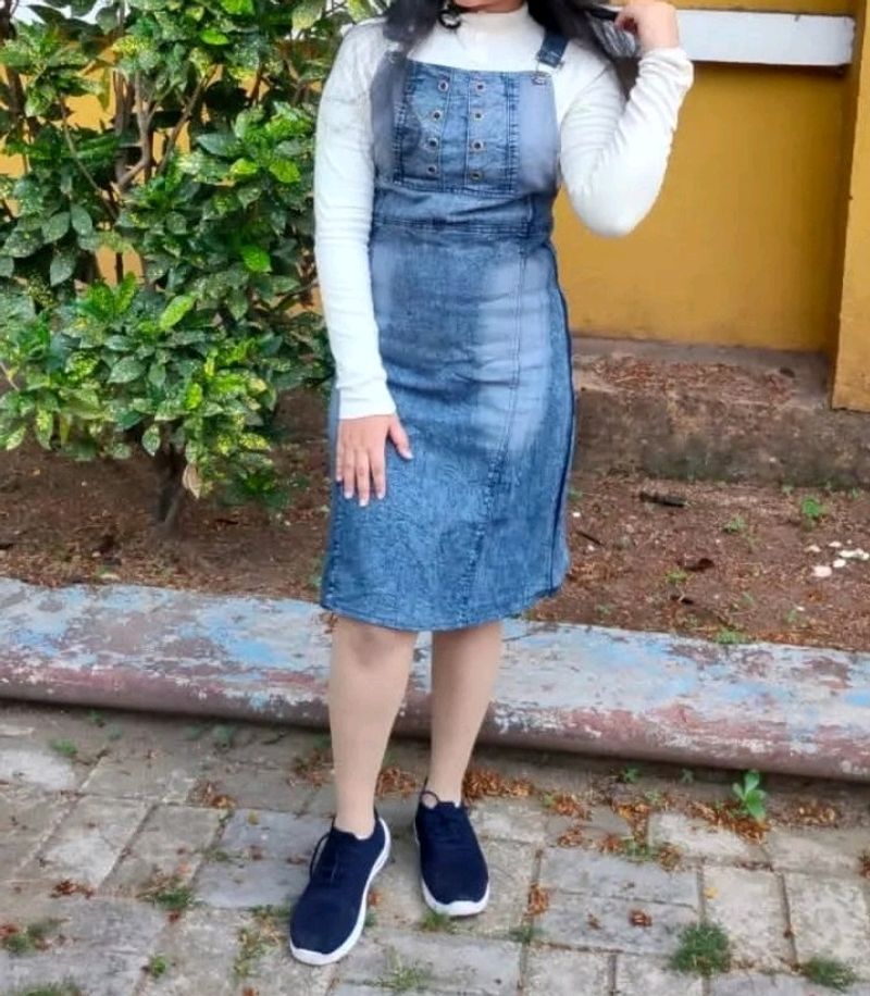 Grab Fast😵Denim Dungree Dress