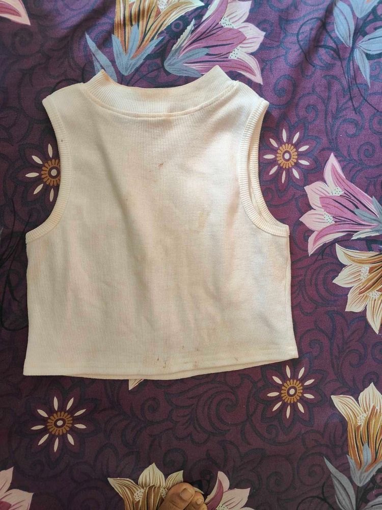 Stretchable Turtle Crop Top White