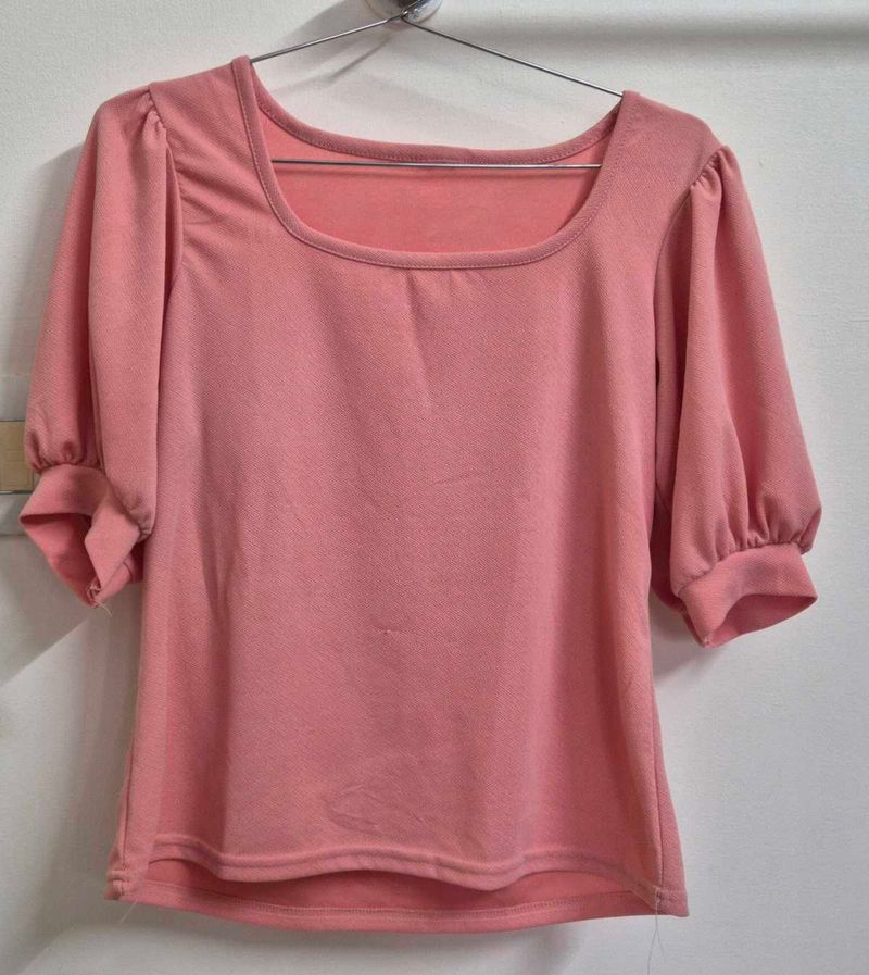 Cute Pink Puff Sleeve Top