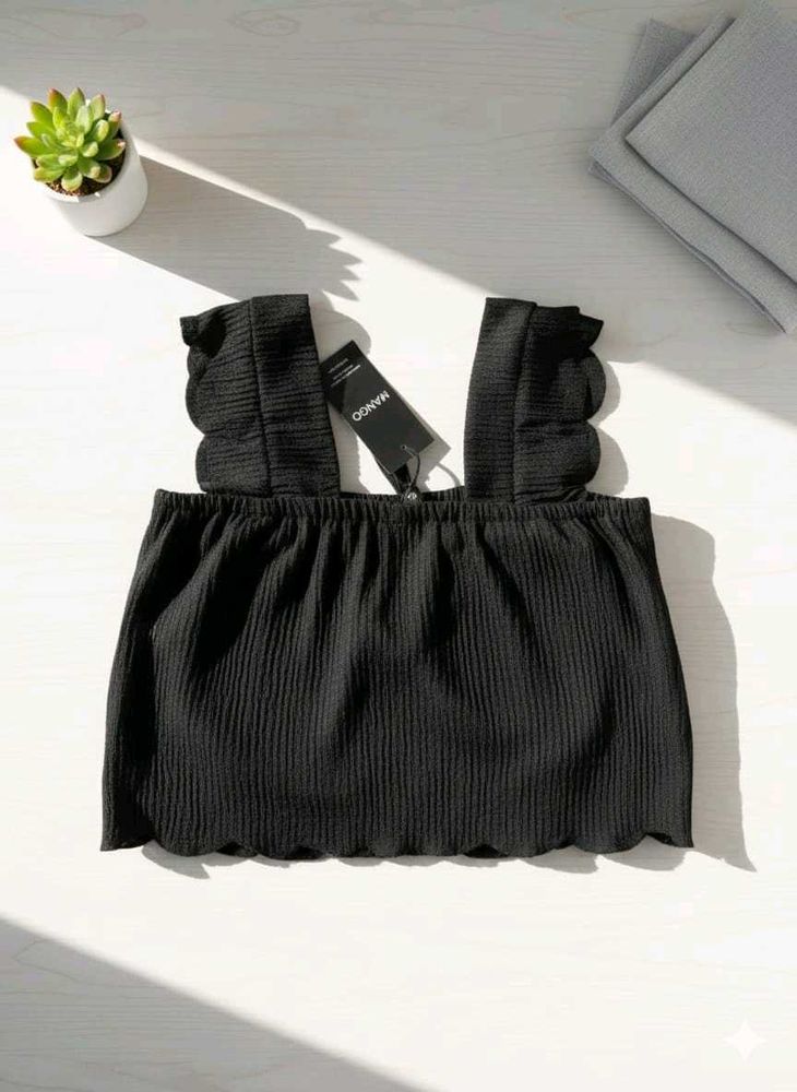 Chic Black Crop Top - Mango