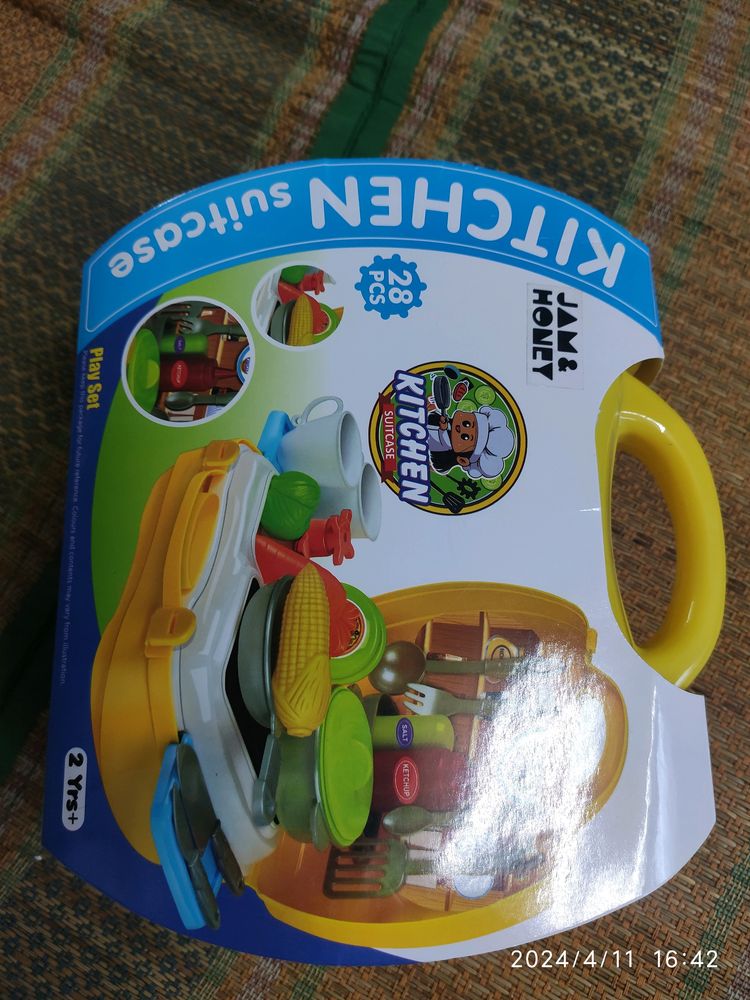 Kitchen Set With Yellow Suitcase For Baby