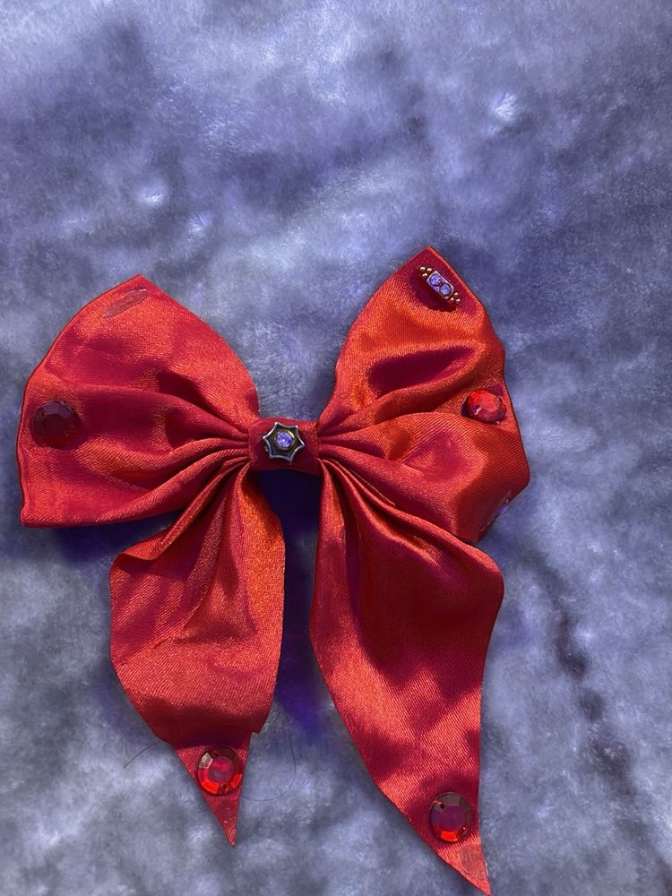 Red Jeweled Hair Bow