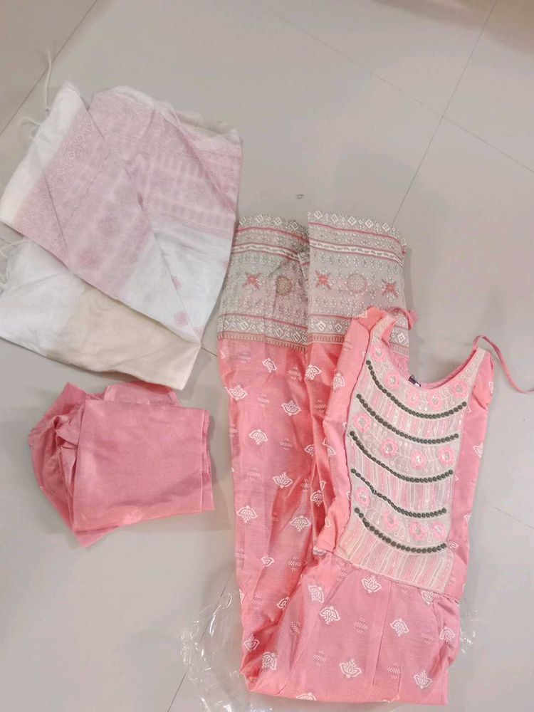 Pink Embroidered Kurta Set