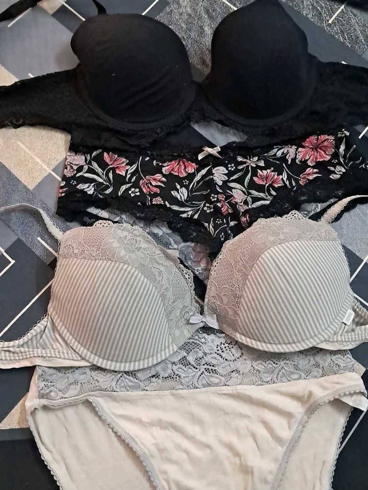combo Of Four Imported Fabric Bra N Panty