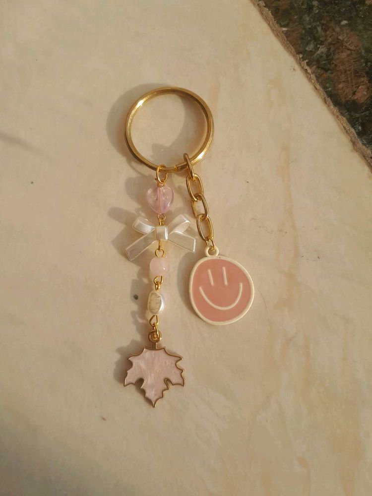Cute Pink Smiley Keychain